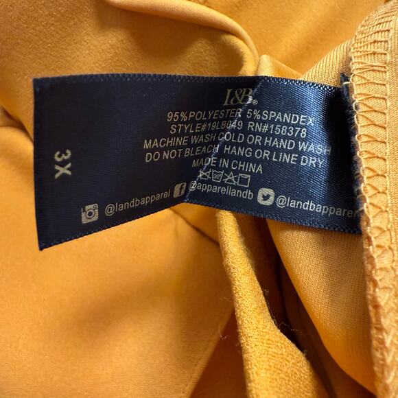 L & B Lucky & Blessed Women's Yellow Mustard Ruffle Flare Pants 3X - Picture 6 of 9